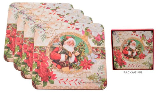 VINTAGE SANTA COASTER SET 4