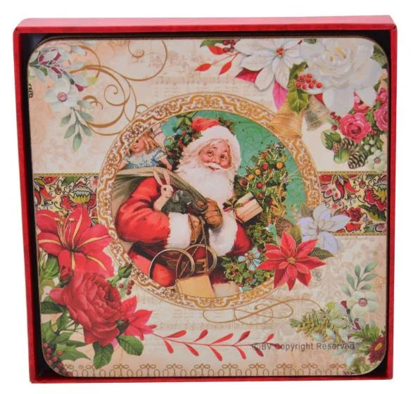 VINTAGE SANTA COASTER SET 4